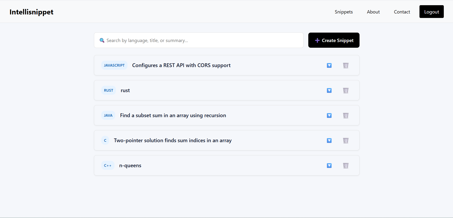 IntelliSnippet Project